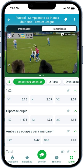 22 Bet app livestream